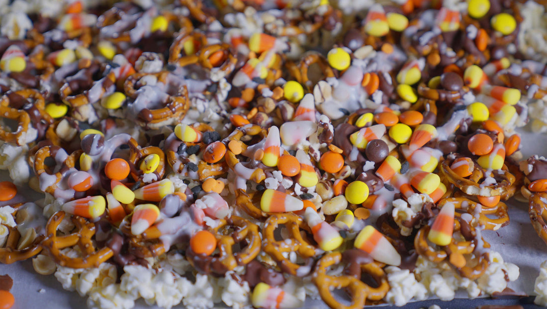Infused Monster Munch Trail Mix with Pretzels Chocolate Popcorn Candy Corn